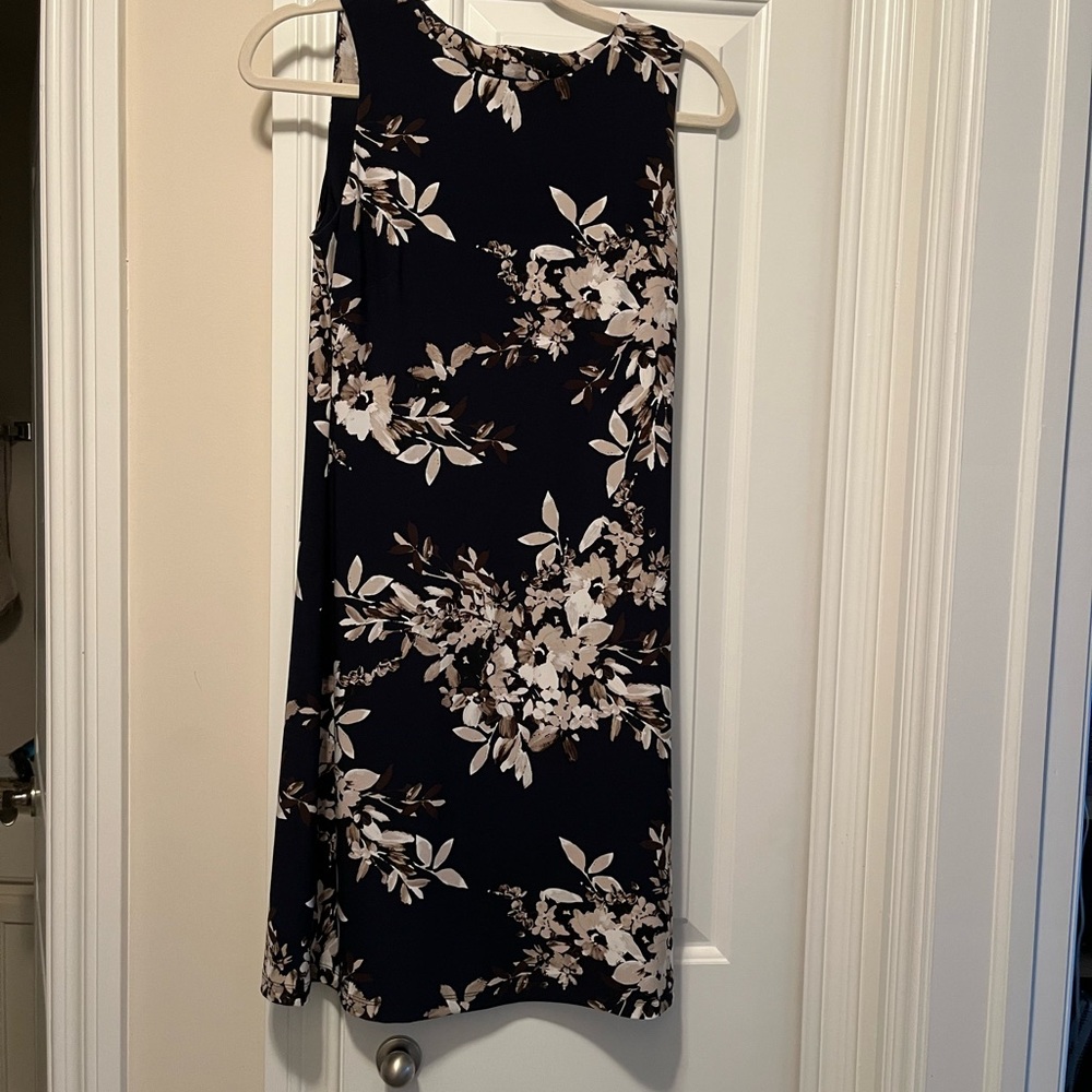 Tommy Hilfiger Floral Sleeveless Dress - Navy and White